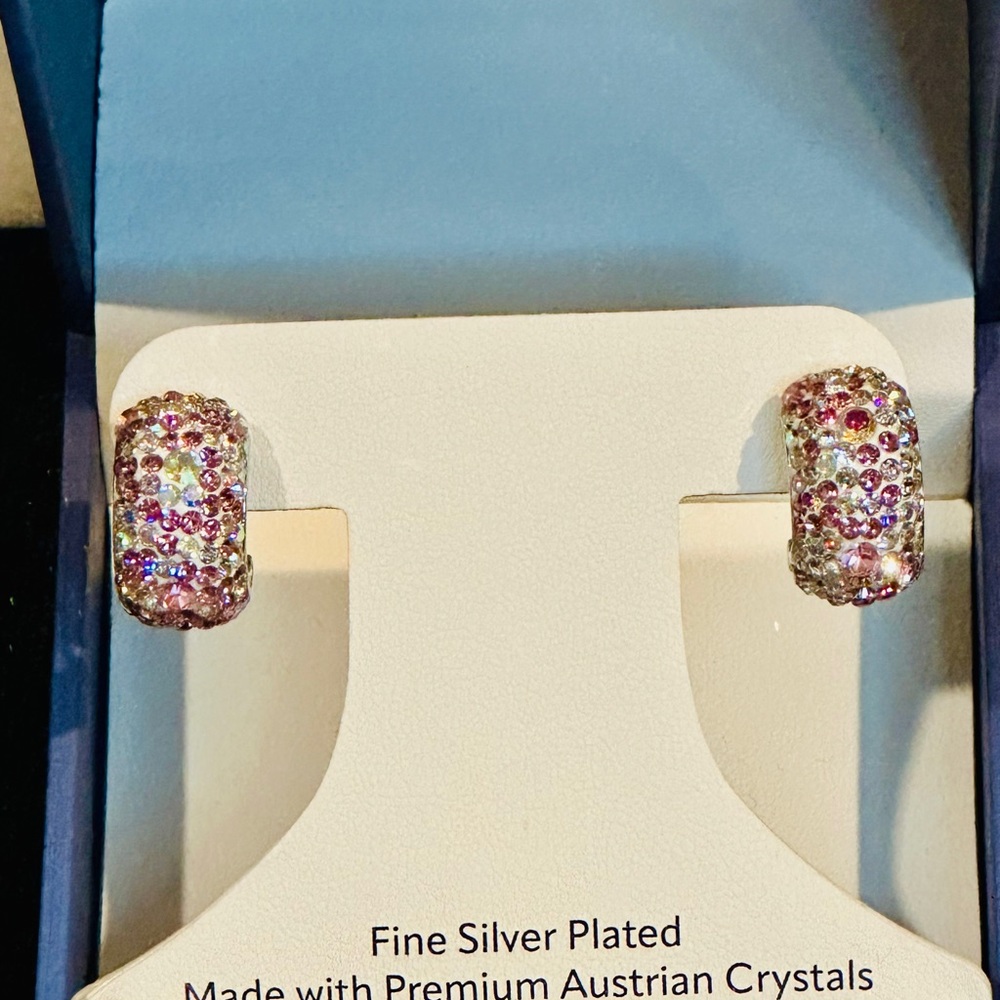 Dazzling Silver and Pink Crystal Earrings